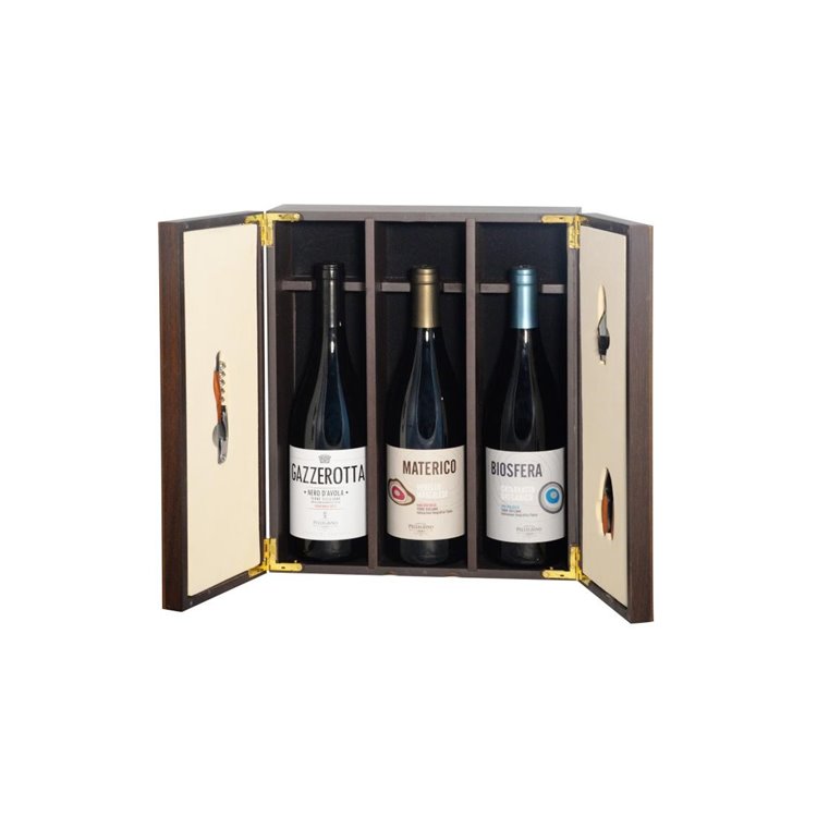 CONFEZIONE REGALO - ELEGANTE COFANETTO IN LEGNO con PREZIOSI ACCESSORI PER SOMMELIER E COLLEZIONE vini Biologici Siciliani CONFEZIONE REGALO - ELEGANTE COFANETTO IN LEGNO con PREZIOSI ACCESSORI PER SOMMELIER E COLLEZIONE vini Biologici Siciliani