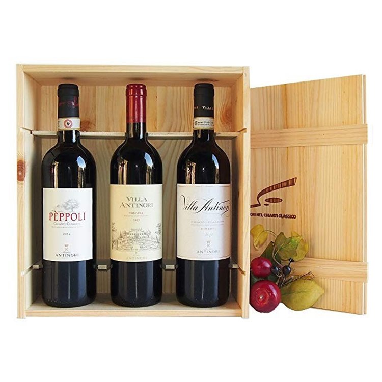 CONFEZIONE REGALO: Cassa in legno Originale -La Tradizione- con I vini Dei Marchesi Antinori CONFEZIONE REGALO: Cassa in legno Originale -La Tradizione- con I vini Dei Marchesi Antinori