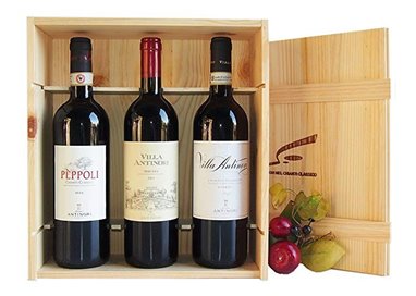 CONFEZIONE REGALO: Cassa in legno Originale -La Tradizione- con I vini Dei Marchesi Antinori