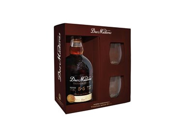 RON DOS MADERAS P.X. 5+5 AÑOS - 1 bottle of 0,70l. and 2 glasses - WILLIAMS & HUMBERT - m