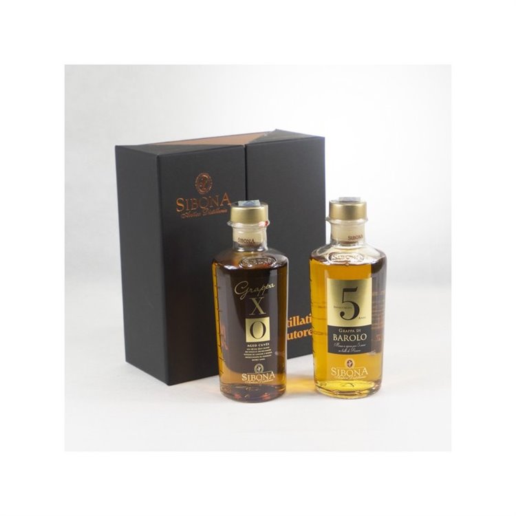 Distilleria Sibona - Gift Set Sibona Grappa Xo And Grappa Riserva Barolo Aged 5 Years (2x 50cl) Distilleria Sibona - Gift Set Sibona Grappa Xo And Grappa Riserva Barolo Aged 5 Years (2x 50cl)