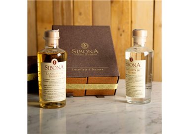 Distilleria Sibona -Cofanetto Doppio Cassetto con Grappa di Arneis e Grappa di Barbera ( 2x50 cl)