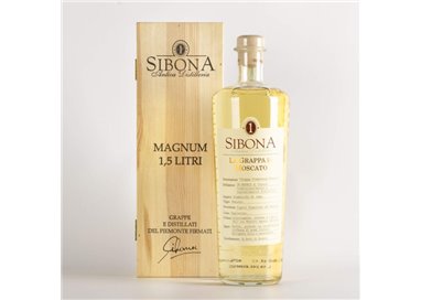 Distilleria Sibona - Confezione regalo Grappa di Moscato MAGNUM con astuccio in legno 1,5 lt