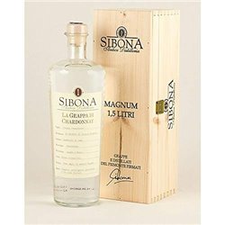 Distilleria Sibona - Gift box Chardonnay Grappa MAGNUM with wooden case 1,5 lt