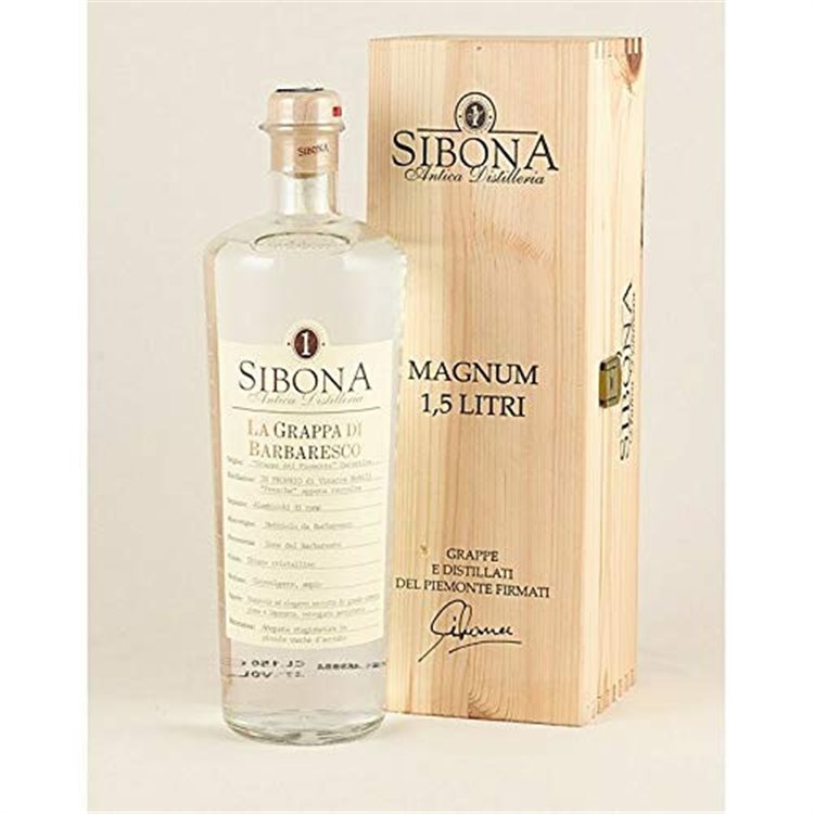 Distilleria Sibona - Confezione regalo Grappa di Barbaresco MAGNUM con astuccio in legno 1,5 lt Distilleria Sibona - Confezione regalo Grappa di Barbaresco MAGNUM con astuccio in legno 1,5 lt