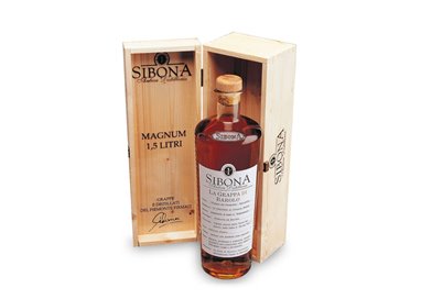Distilleria Sibona - Confezione regalo Grappa di Barolo MAGNUM con astuccio in legno 1,5 lt