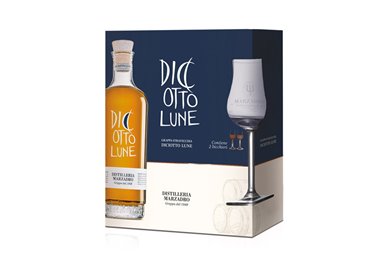 Confezione regalo - Le Diciotto Lune(50 cl.) + 2 bicchieri Tulipe - Marzadro