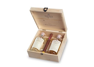 Distilleria Sibona - Confezione Regalo Selezione Momenti Preziosi 2 bt x 50cl Grappa più 1 Sibona Cigar