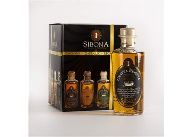 Distilleria Sibona - Confezione Regalo degustazione Grappe Riserva Botti da Porto, da Whiskey, da Madeira, Amaro Sibona (4x50cl)