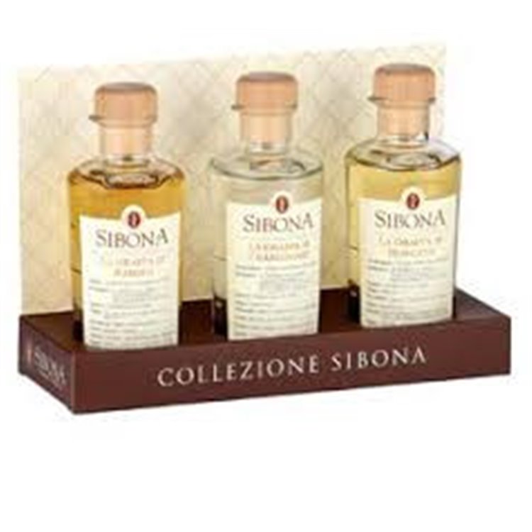 Distilleria Sibona - 3 Grappa Graduate, Moscato, Chardonnay, Barolo MINI Size 20 cl. (In elegant case of 3) Distilleria Sibona - 3 Grappa Graduate, Moscato, Chardonnay, Barolo MINI Size 20 cl. (In elegant case of 3)