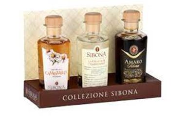 Distilleria Sibona - 3 Grappe, Chardonnay, Amaro, Camomilla  Formato MINI 20 cl. (In elegante astuccio da 3)