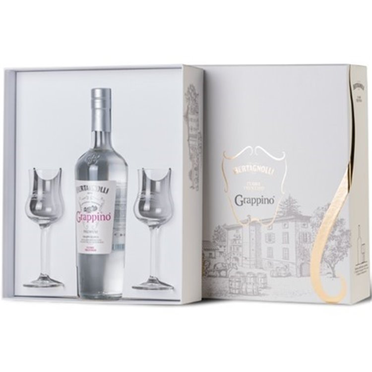 Bertagnolli - Grappino Premium Bianco case with 2 goblets (38% Vol. - 0.70 Lt) Bertagnolli - Grappino Premium Bianco case with 2 goblets (38% Vol. - 0.70 Lt)