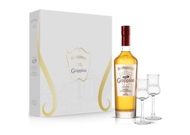 Bertagnolli - Cofanetto Grappino Premium Oro con 2 calici (38% Vol. - 0.70 Lt)