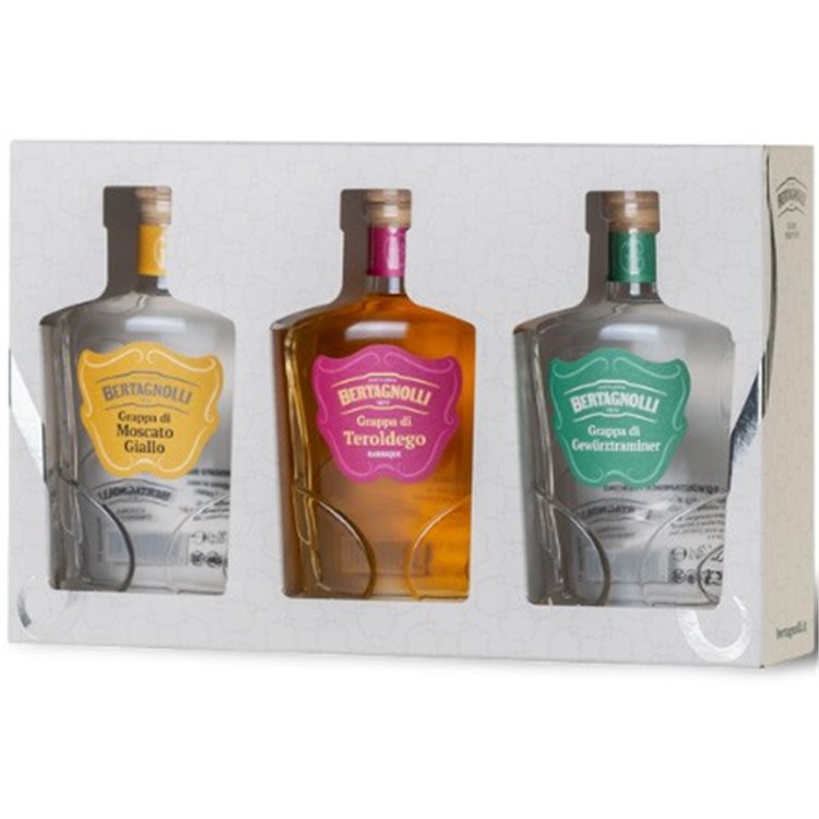 Bertagnolli - Box Set 3 Grappas - Tero Bia, Gewü Bia, Mosc Bia (42% Vol.- 0.20 Lt) Bertagnolli - Box Set 3 Grappas - Tero Bia, Gewü Bia, Mosc Bia (42% Vol.- 0.20 Lt)