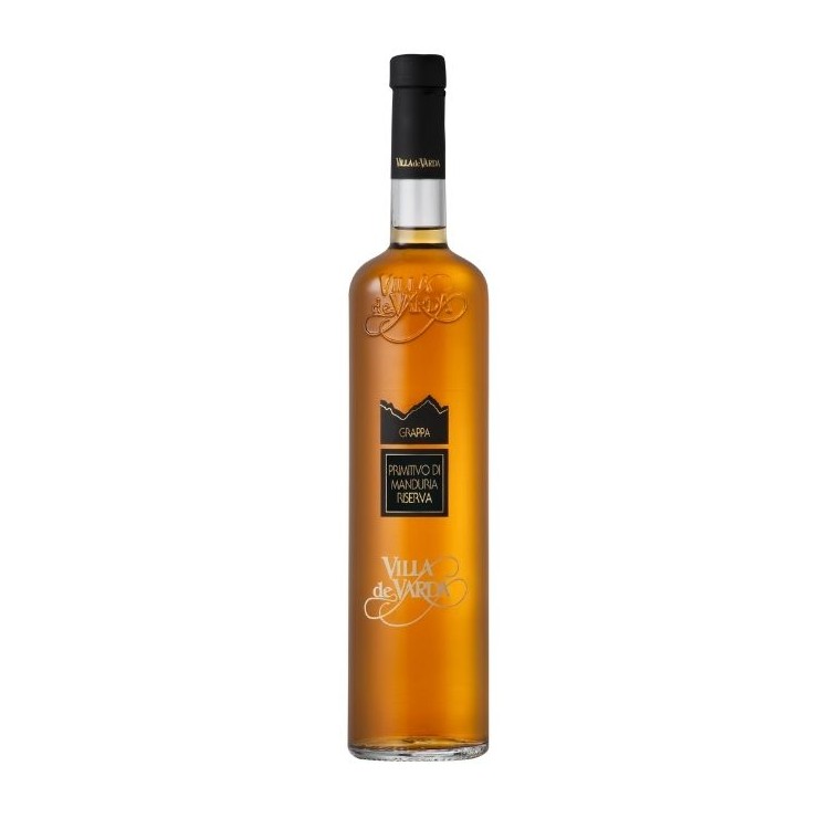 Riserve - Grappa di Primitivo di Manduria Riserva 40 ° Distilleria Villa De Varda 0,70 L. Riserve - Grappa di Primitivo di Manduria Riserva 40 ° Distilleria Villa De Varda 0,70 L.