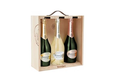 PERRIER-JOUET CONFEZIONE in LEGNO Brut + Rose + Blanc de blancs