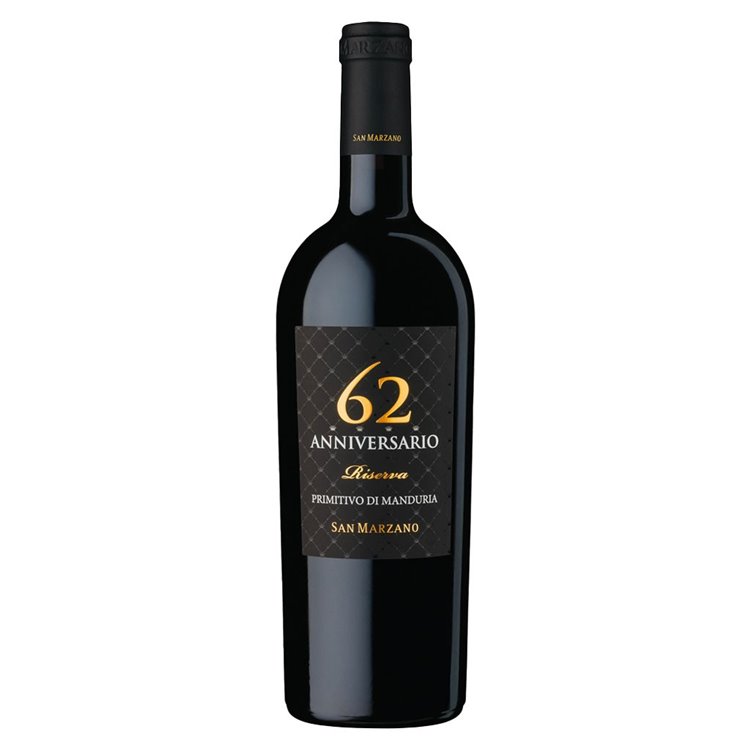 San Marzano Primitivo Manduria Dop Riserva Anniversario 62 2018 cl75 San Marzano Primitivo Manduria Dop Riserva Anniversario 62 2018 cl75