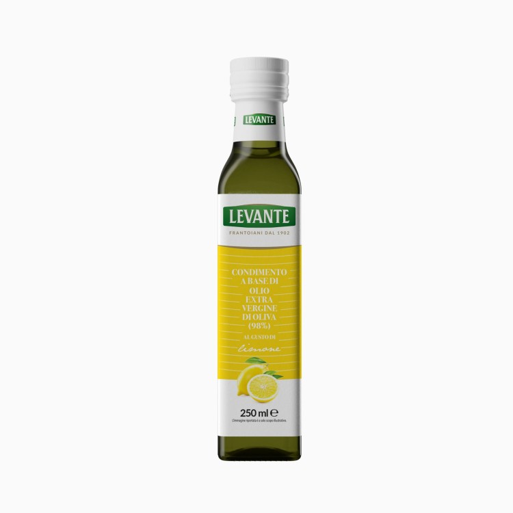 Levante - Condimento a base di Olio Extra Vergine di Oliva (98%) al Gusto di Limone - 250 ml Levante - Condimento a base di Olio Extra Vergine di Oliva (98%) al Gusto di Limone - 250 ml