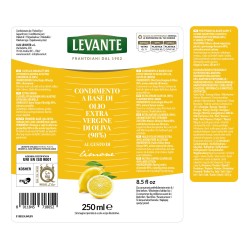 Levante - Condimento a base di Olio Extra Vergine di Oliva (98%) al Gusto di Limone - 250 ml