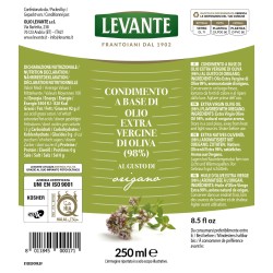 Levante - Condimento a base di Olio Extra Vergine di Oliva (98%) all’Aroma di Origano - 250 ml