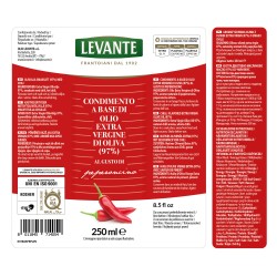 Levante - Condimento a base di Olio Extra Vergine di Oliva (97%) al Gusto di Peperoncino - 250 ml