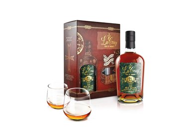 SAVIO SRL - La Cruz GIFT BOX BOTTIGLIA 15 yo RON + 2 BICCHIERI-La Cruz