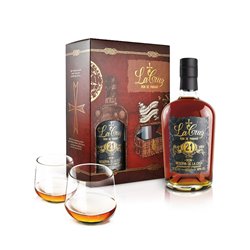 SAVIO SRL - La Cruz GIFT BOX BOTTIGLIA 21yo RON + 2 BICCHIERI-La Cruz