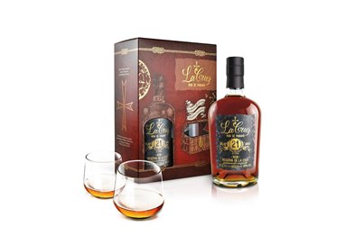 SAVIO SRL - La Cruz GIFT BOX BOTTIGLIA 21yo RON + 2 BICCHIERI-La Cruz