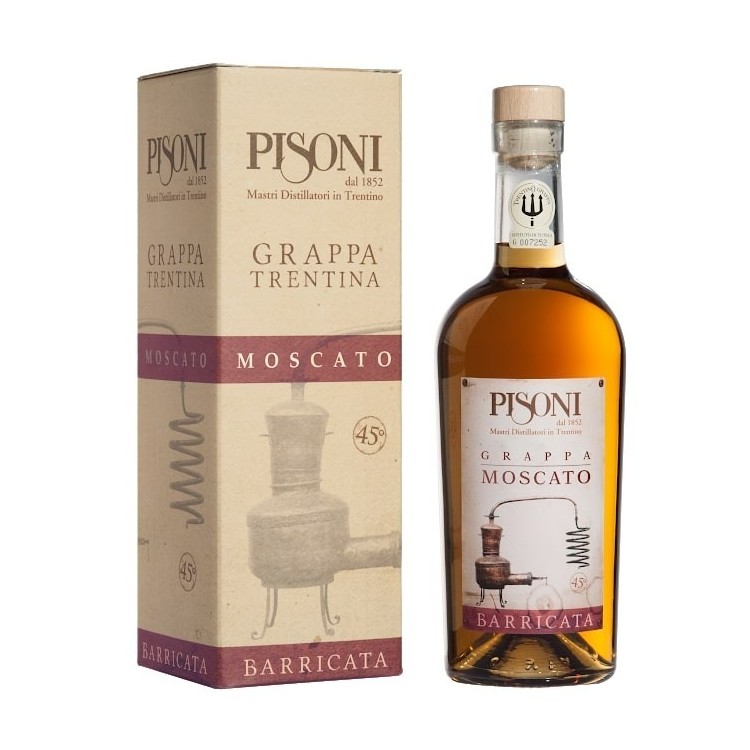 Distilleria Pisoni - Grappa Barricata Moscato (astucciata) 70cl 45° Distilleria Pisoni - Grappa Barricata Moscato (astucciata) 70cl 45°